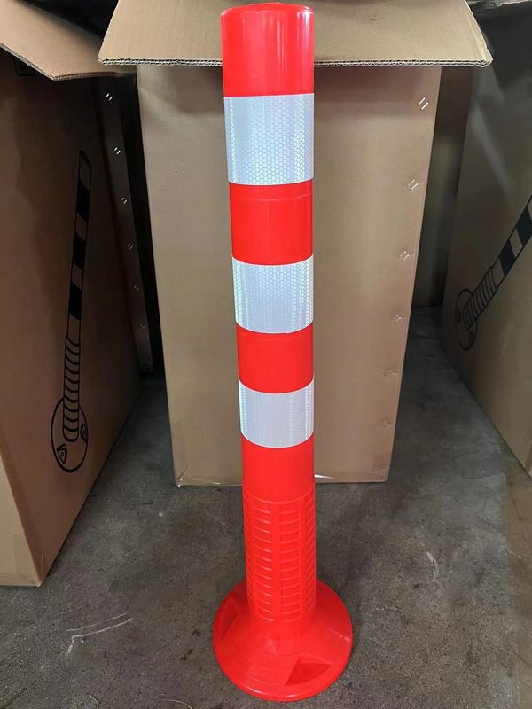 Red  flexible post Warning Sign for Moving Motor Vehicles